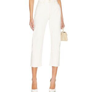 MOTHER SUPERIOR The Ditcher Crop in Act Natural Tan Wash White Denim Women's 30
